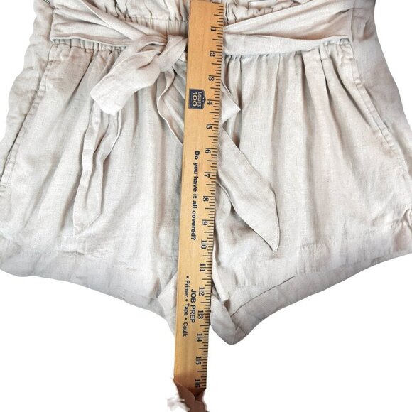 Abercrombie & Fitch Tie Waist Linen Blend High Rise Shorts Size M Cream Beige - Picture 7 of 9